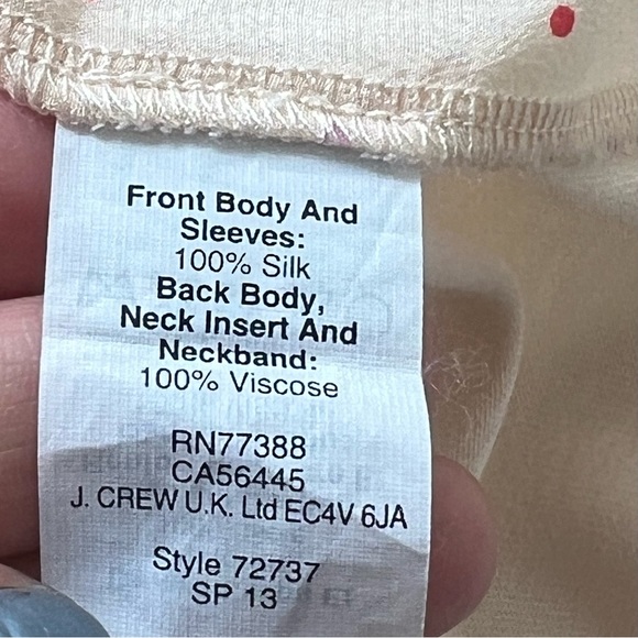 Madewell Top Blouse Womens Medium Peach Polka Dot Silk 3/4 Sleeve Semi-Sheer - Picture 5 of 13